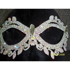 rhinestone mask,silver mask, bridal halloween masquerade costume ball mask
